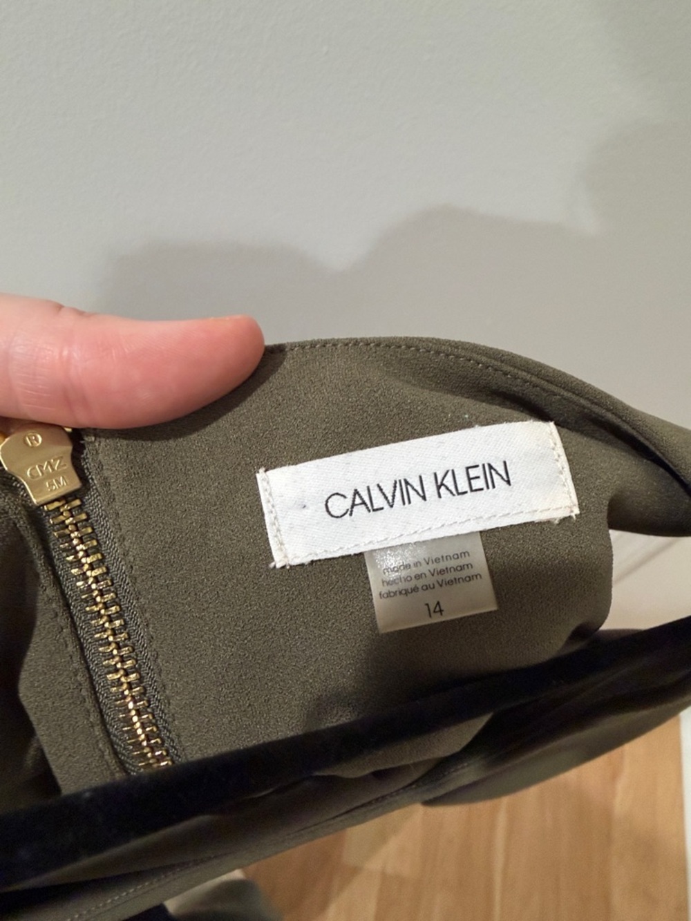 Calvin Klein Olive Green Sleeveless Sheath Dress - Picture 3 of 3